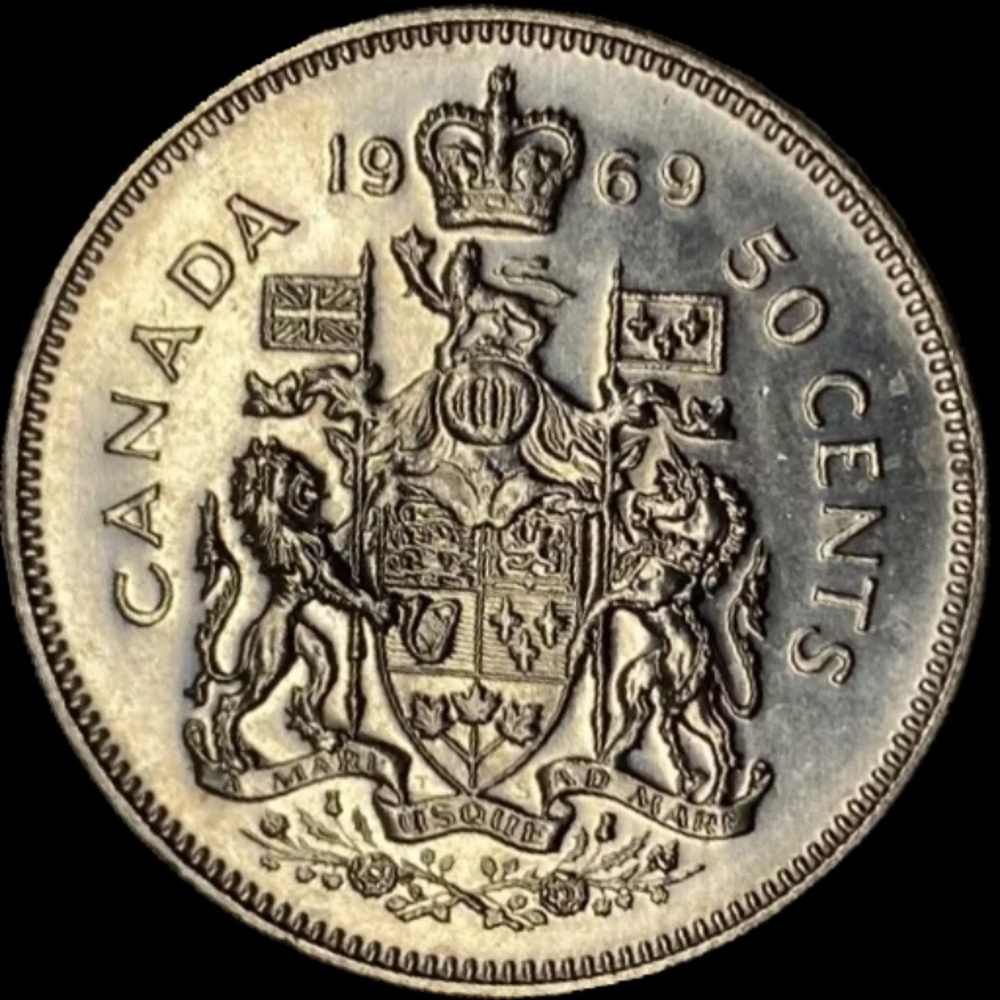 Vintage 1969 Canadian 50 Cent Coin